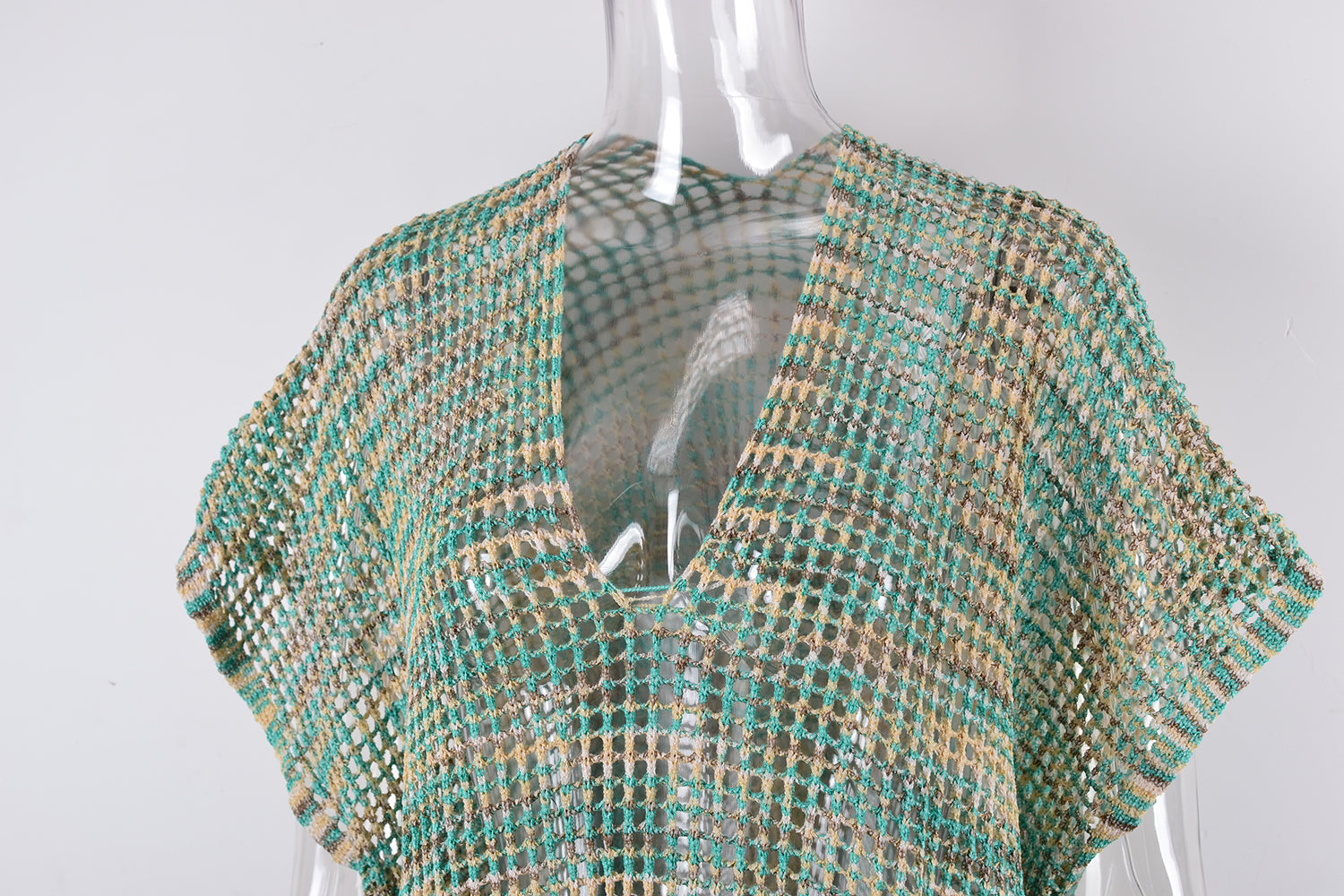 Women Summer Drawstring Loose Beach Cover up Hollow Out Cutout out Knitting Bikini Vacation Sun Protection Clothing Bella Mia